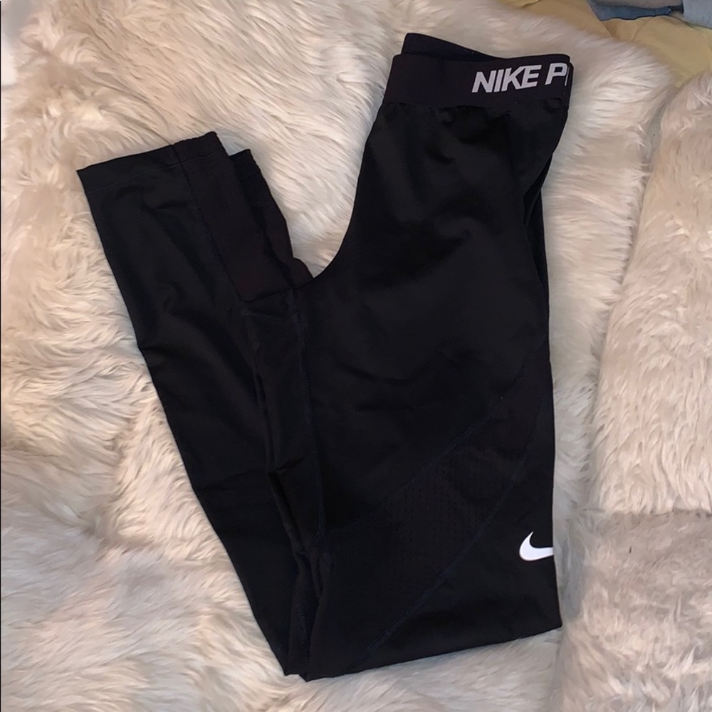 Black Nike Pro Tights with Mesh Details